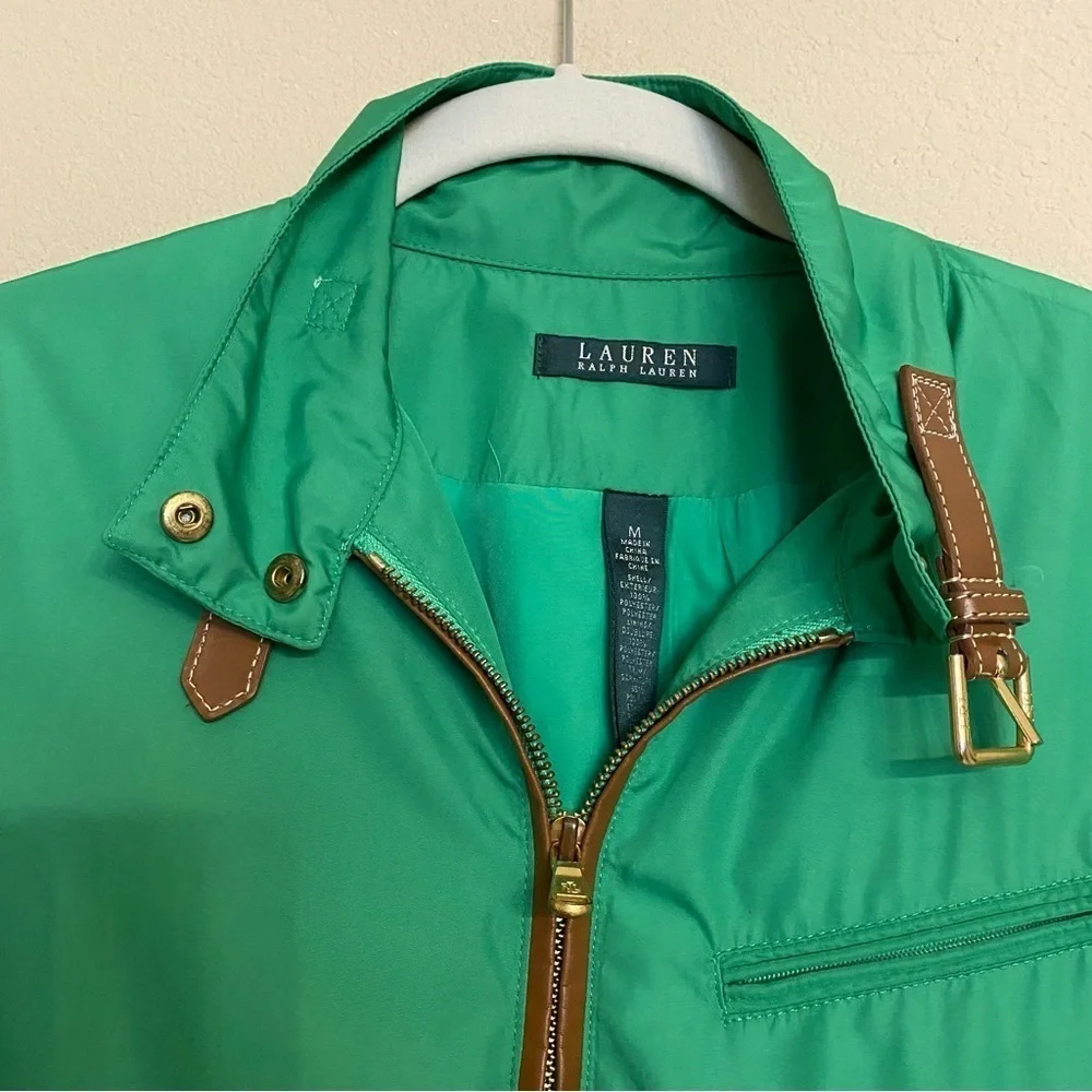 LAUREN Ralph Lauren Lightweight Jacket Buckle Collar Mockneck Size Medium Preppy